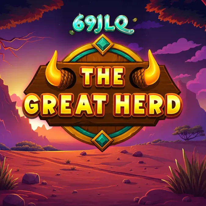 The Great Herd slot game interface featuring savanna wildlife symbols
